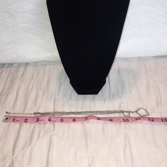 Asymmetrical Silver Tone Double Layer Necklace - Picture 7 of 7